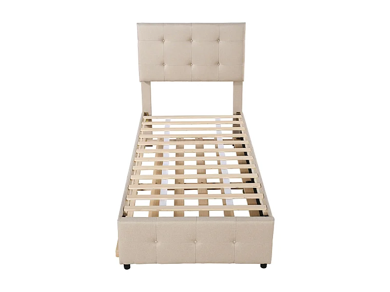 Lit jeune lit 90x200 cm lit rembourré lit simple lin beige