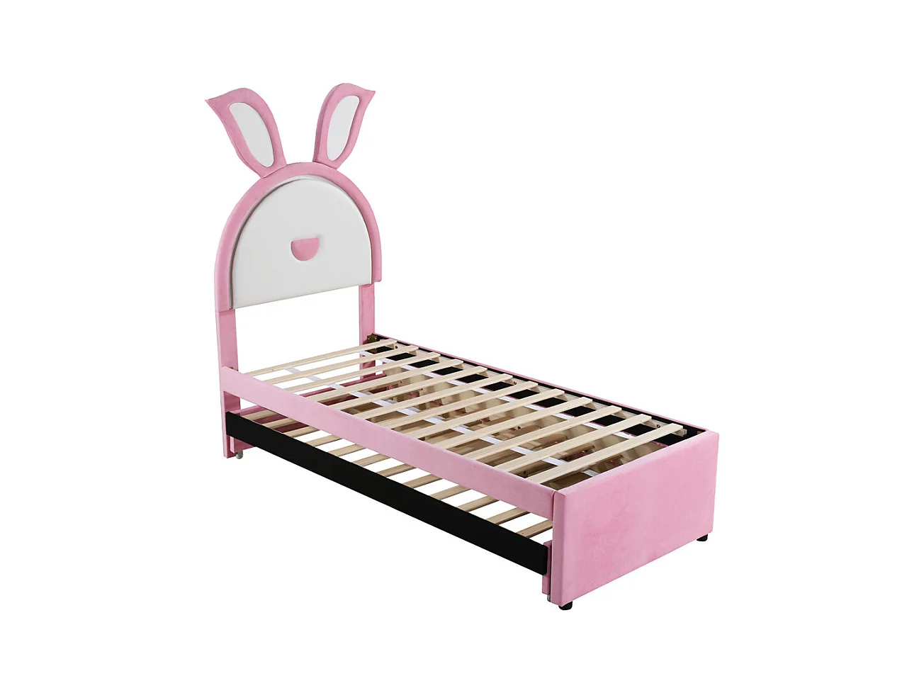 Lit jeune lit 90x200 cm lit rembourré lit simple avec tiroirs et lumière led velours rose