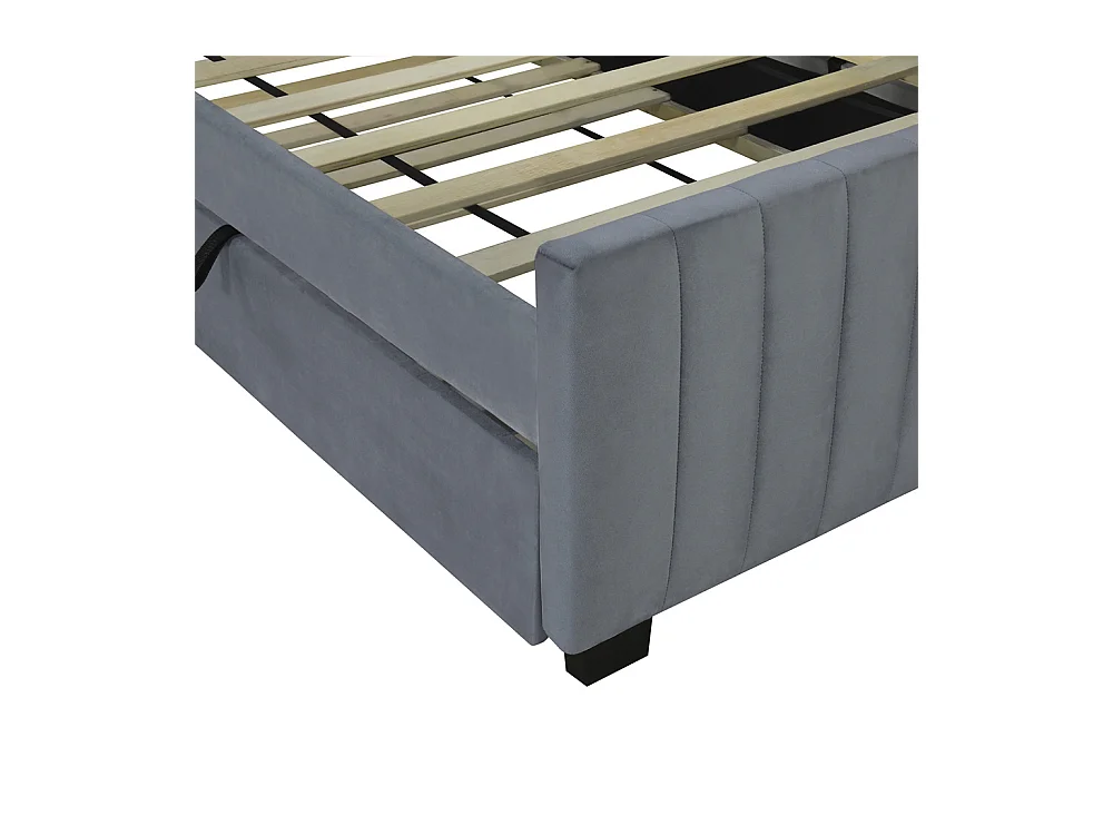 Lit jeune lit 90x190cm lit rembourré lit simple avec lit gigogne tissu en velours gris