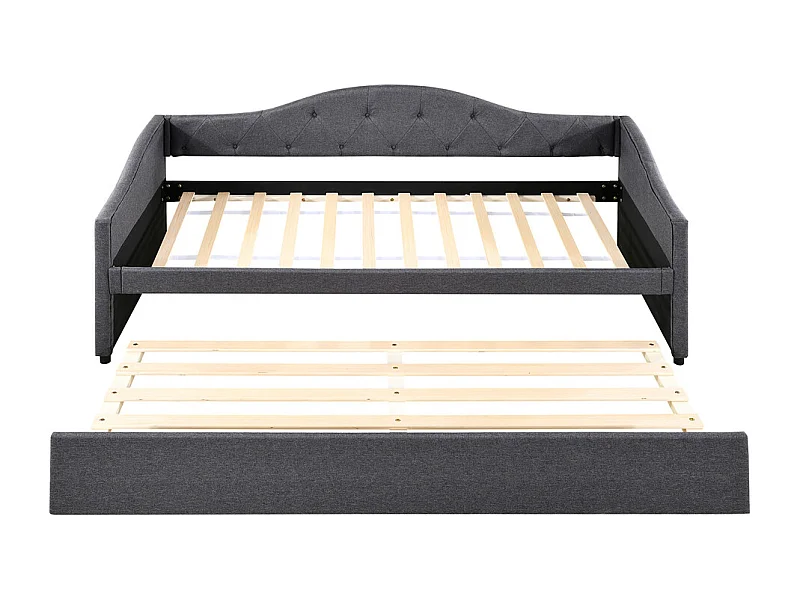 Lit jeune lit 90x200cm lit simple canapé-lit lin gris