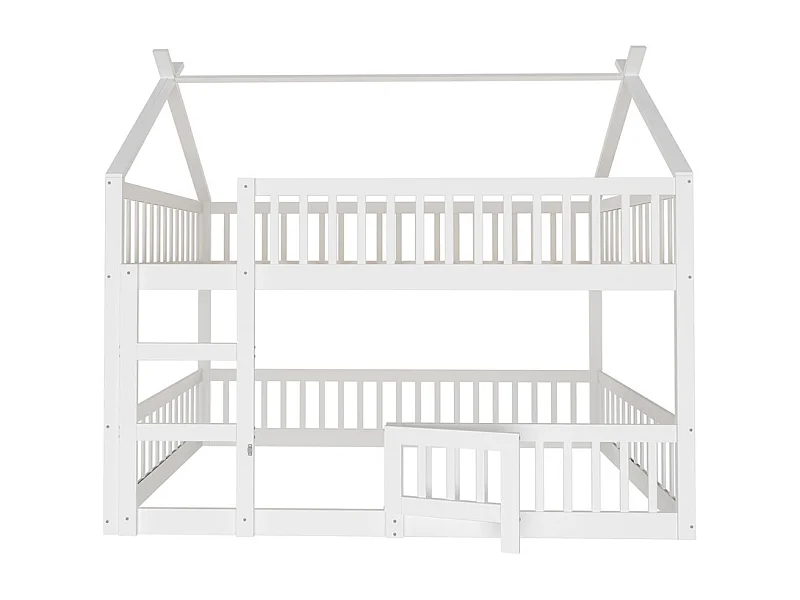 Lit jeune lit 140x200 cm lit superposé avec escalier lit simple bois blanc