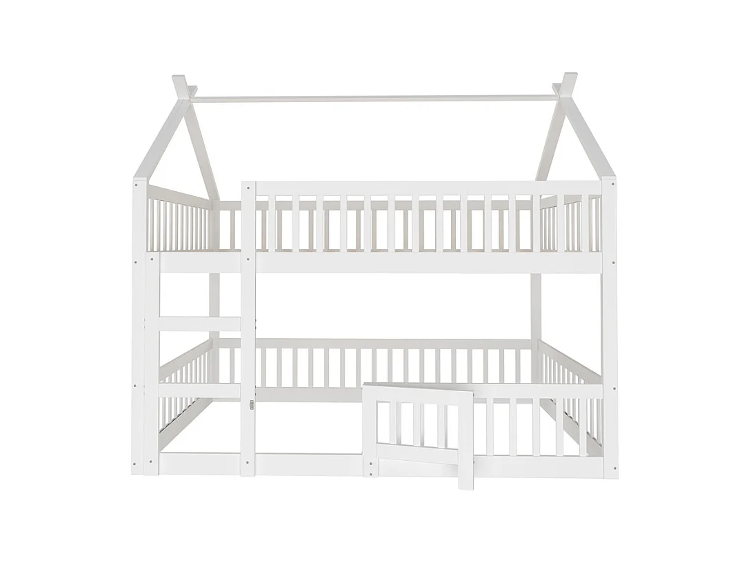 Lit jeune lit 140x200 cm lit superposé avec escalier lit simple bois blanc