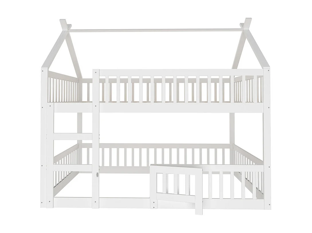 Lit jeune lit 140x200 cm lit superposé avec escalier lit simple bois blanc