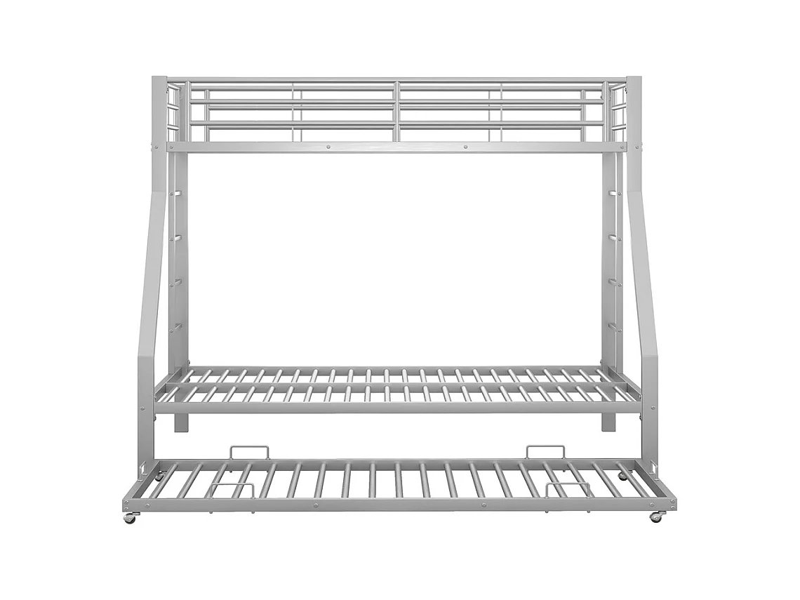 Lit jeune lit 90(140)x200cm lit superposé avec échelle lit double métal argenté