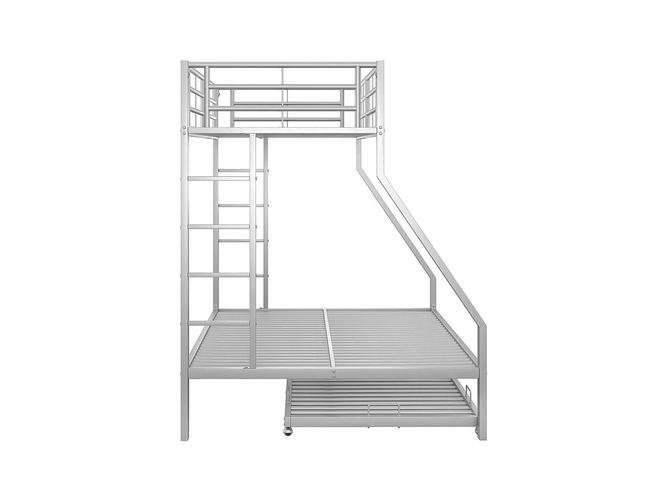Lit jeune lit 90(140)x200cm lit superposé avec échelle lit double métal argenté
