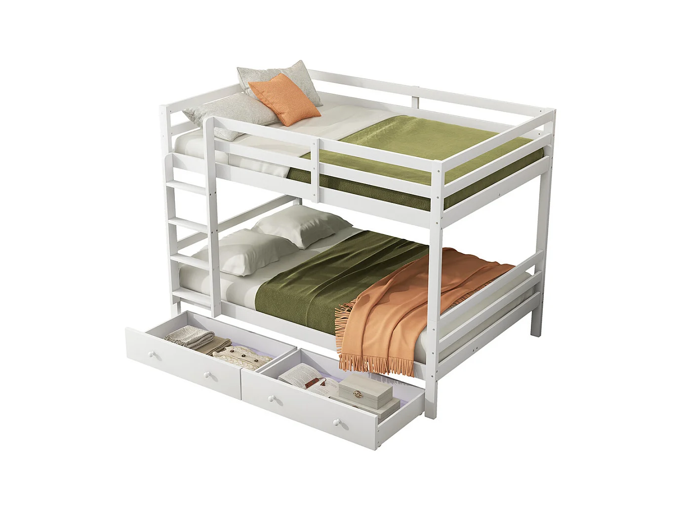 Lit jeune lit 140x200 cm lit superposé avec tiroirs lit simple pin blanc