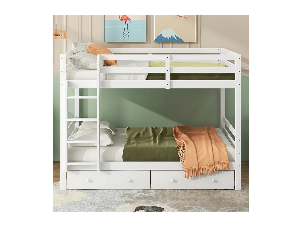 Lit jeune lit 140x200 cm lit superposé avec tiroirs lit simple pin blanc