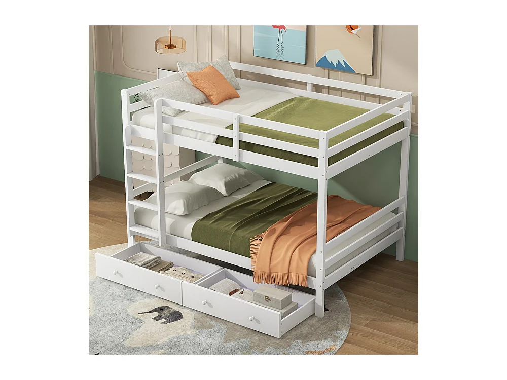 Lit jeune lit 140x200 cm lit superposé avec tiroirs lit simple pin blanc