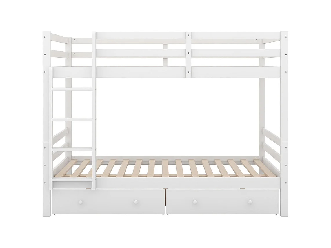 Lit jeune lit 140x200 cm lit superposé avec tiroirs lit simple pin blanc
