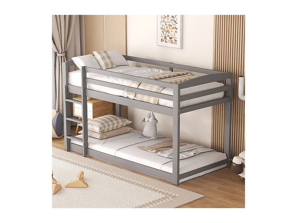 Lit jeune lit 90x200 cm lit superposé lit simple pin gris