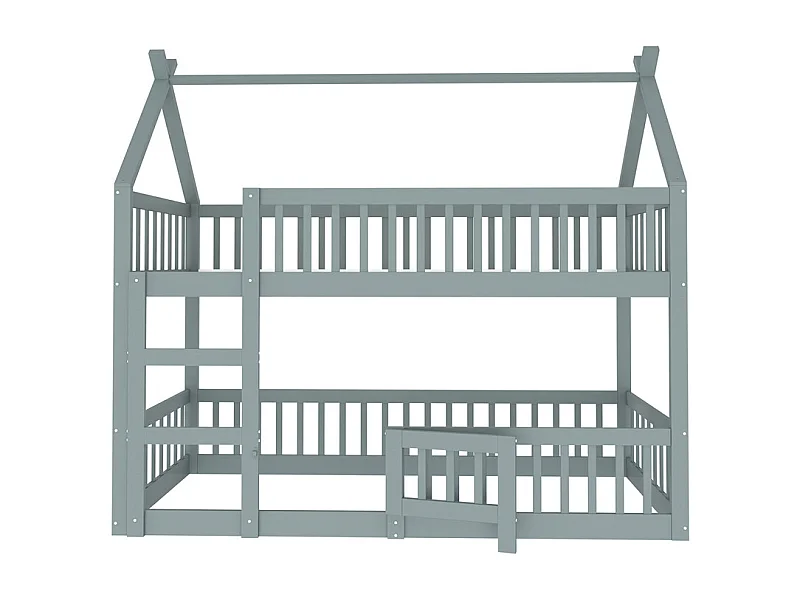 Lit jeune lit 90x200 cm lit superposé avec escalier lit simple bois gris