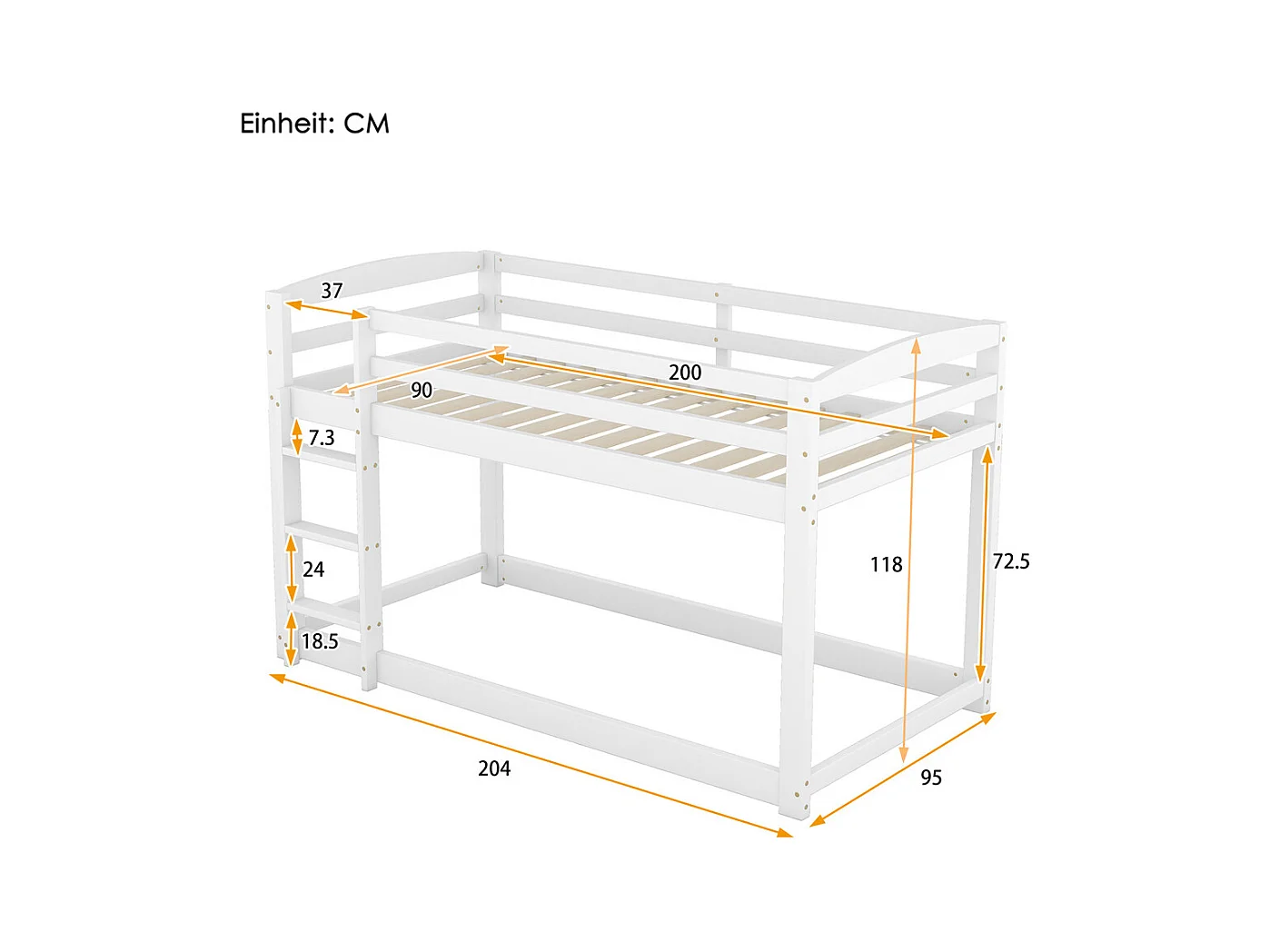 Lit jeune lit 90x200 cm lit superposé lit simple pin blanc