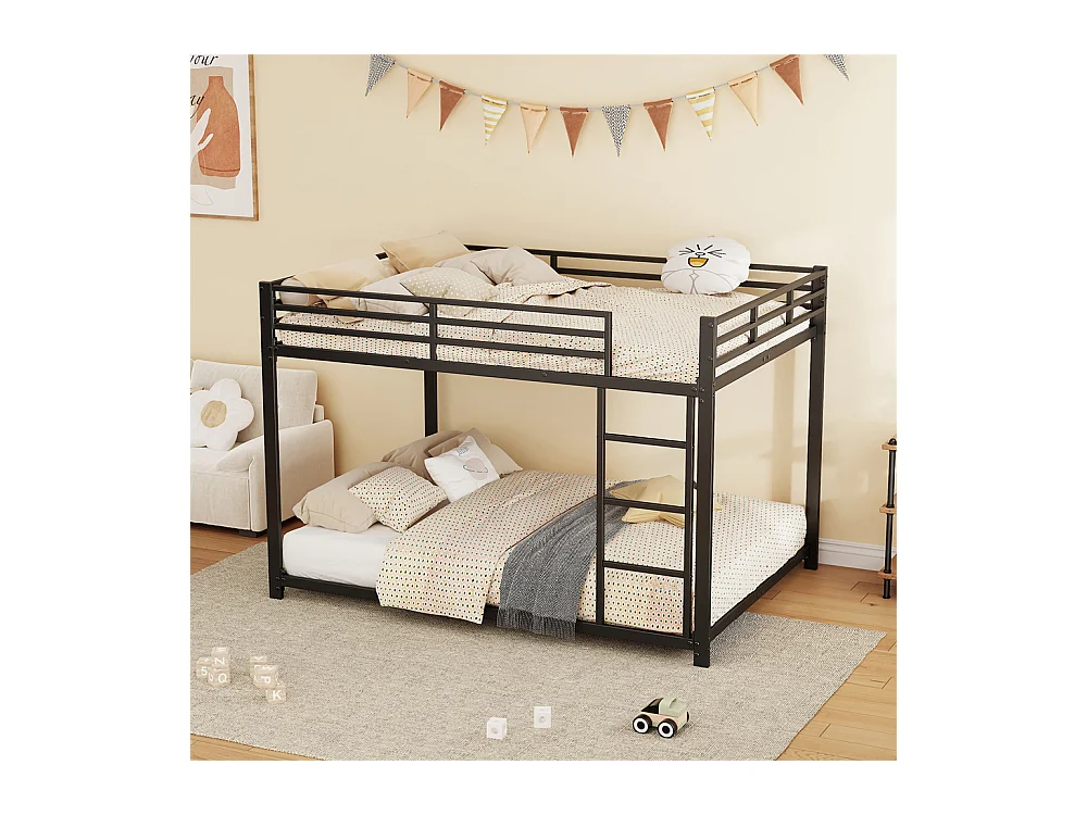 Lit jeune lit 140x200 cm lit en fer lit superposé lit simple métal noir