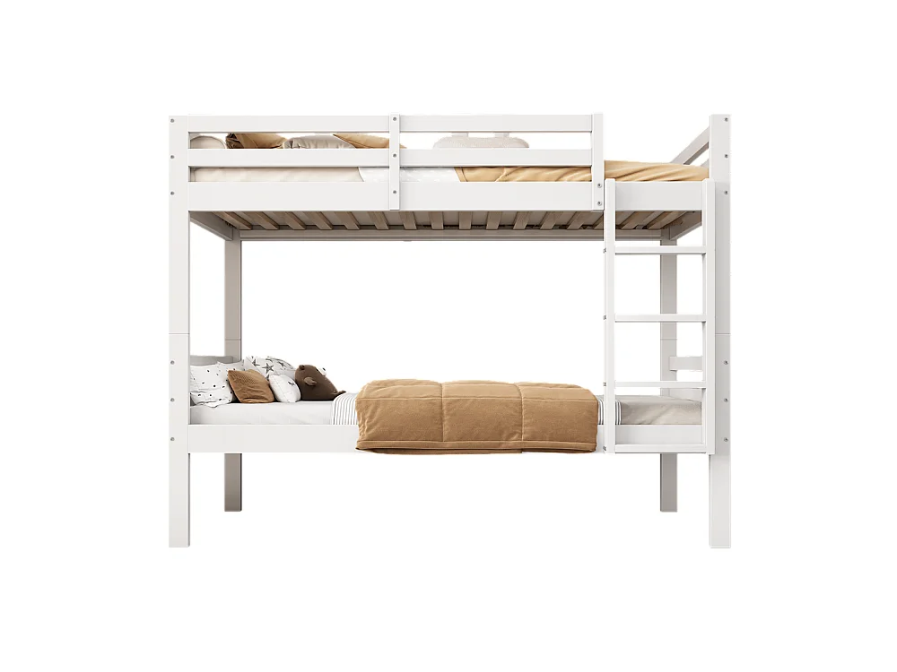 Lit jeune lit 90x200 cm lit superposé lit pincadre lit protection contre les chutes lit simple bois massif blanc