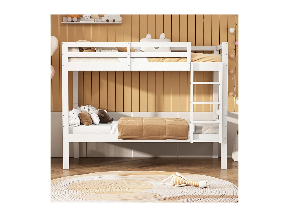 Lit jeune lit 90x200 cm lit superposé lit pincadre lit protection contre les chutes lit simple bois massif blanc