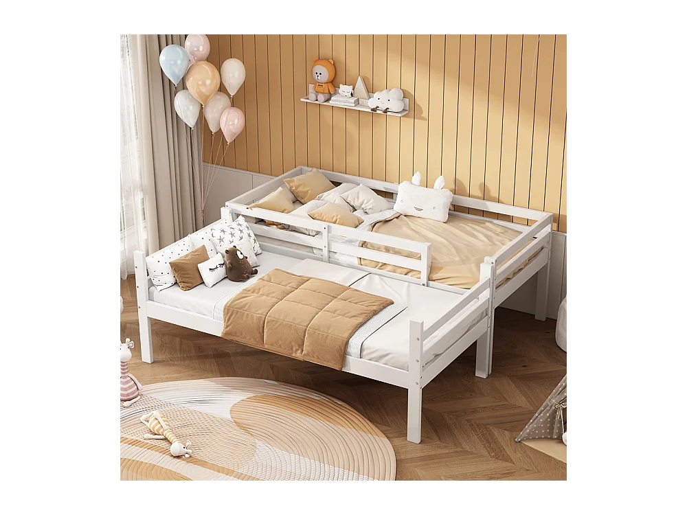 Lit jeune lit 90x200 cm lit superposé lit pincadre lit protection contre les chutes lit simple bois massif blanc