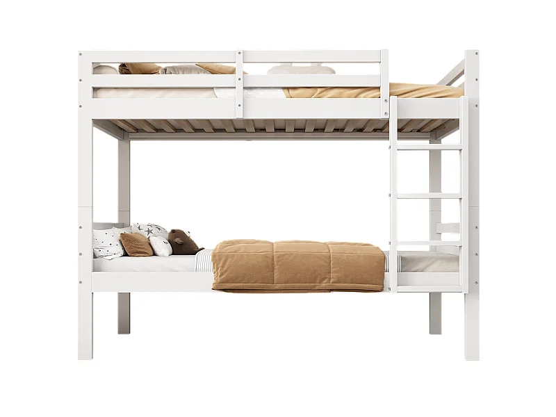 Lit jeune lit 90x200 cm lit superposé lit pincadre lit protection contre les chutes lit simple bois massif blanc