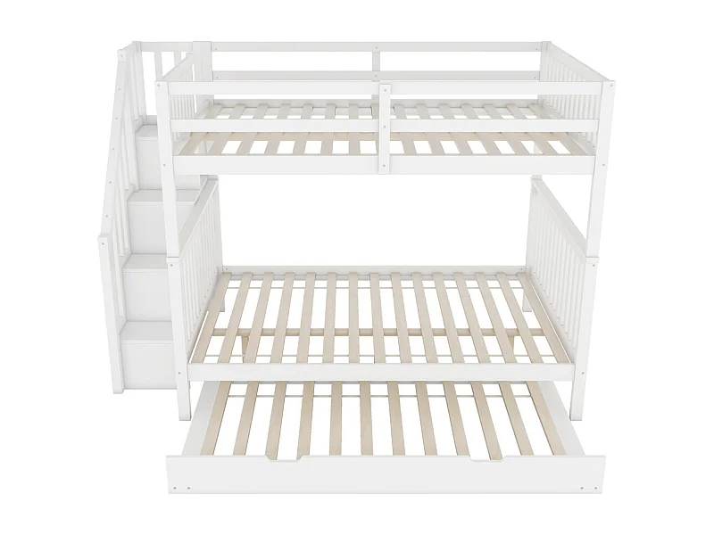 Lit jeune lit 140x200 cm lit superposé lit étagère d'escalier lit à roulettes extensible lit simple pin blanc