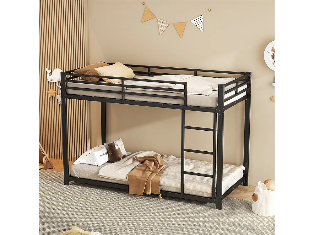 Lit jeune lit 90x200 cm lit en fer lit superposé lit simple métal noir