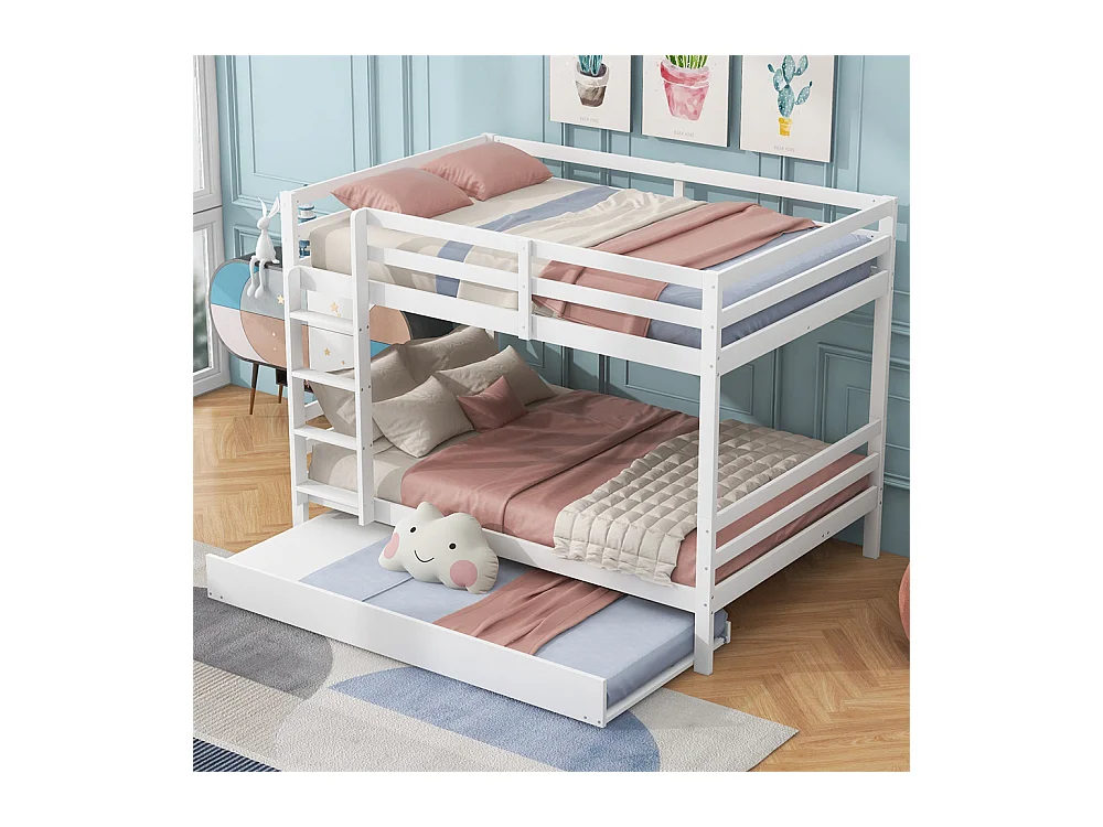 Lit jeune lit 140x200 cm lits superposés avec lit gigogne pin blanc