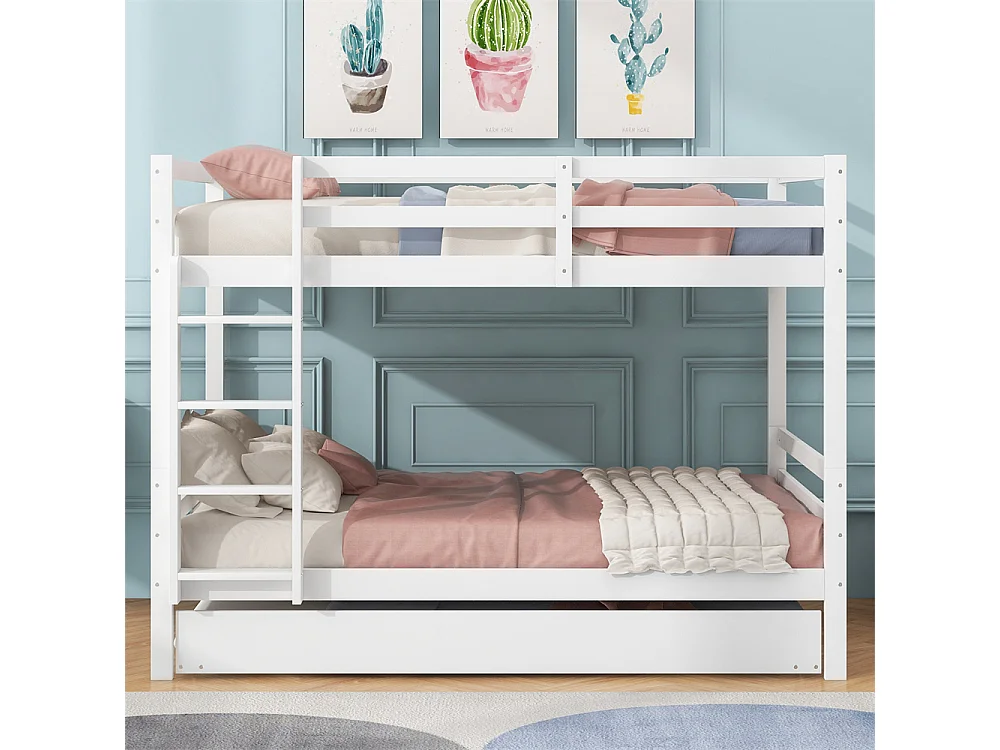 Lit jeune lit 140x200 cm lits superposés avec lit gigogne pin blanc