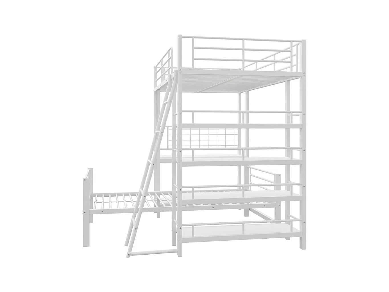 Lit jeune lit 90x200cm lit superposé avec compartiments de rangement métal blanc