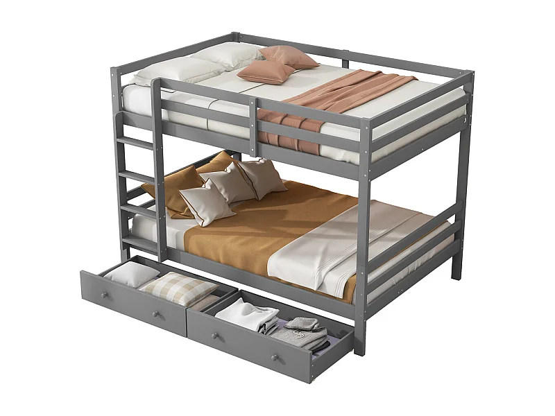 Lit jeune lit 140x200 cm lit superposé avec tiroirs lit simple pin gris