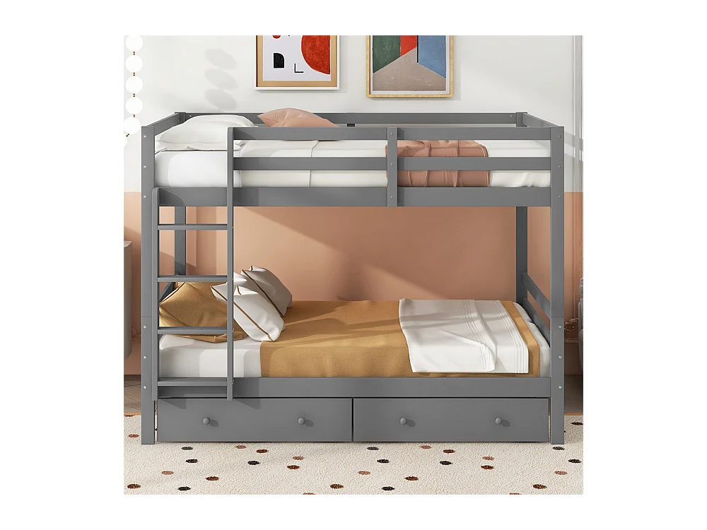 Lit jeune lit 140x200 cm lit superposé avec tiroirs lit simple pin gris