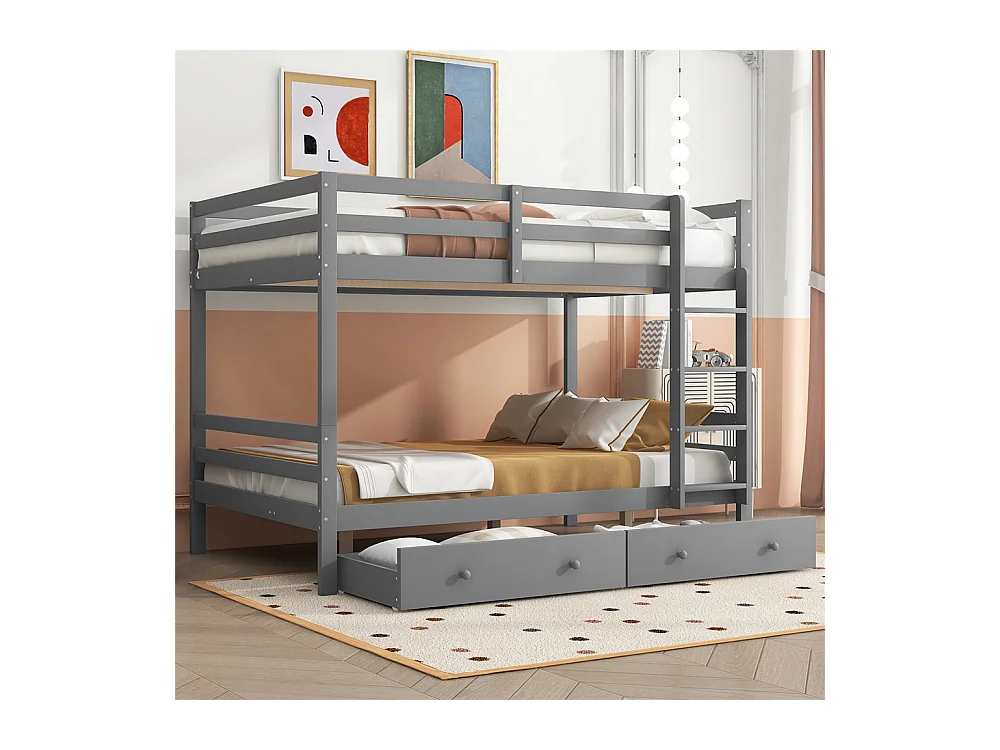 Lit jeune lit 140x200 cm lit superposé avec tiroirs lit simple pin gris