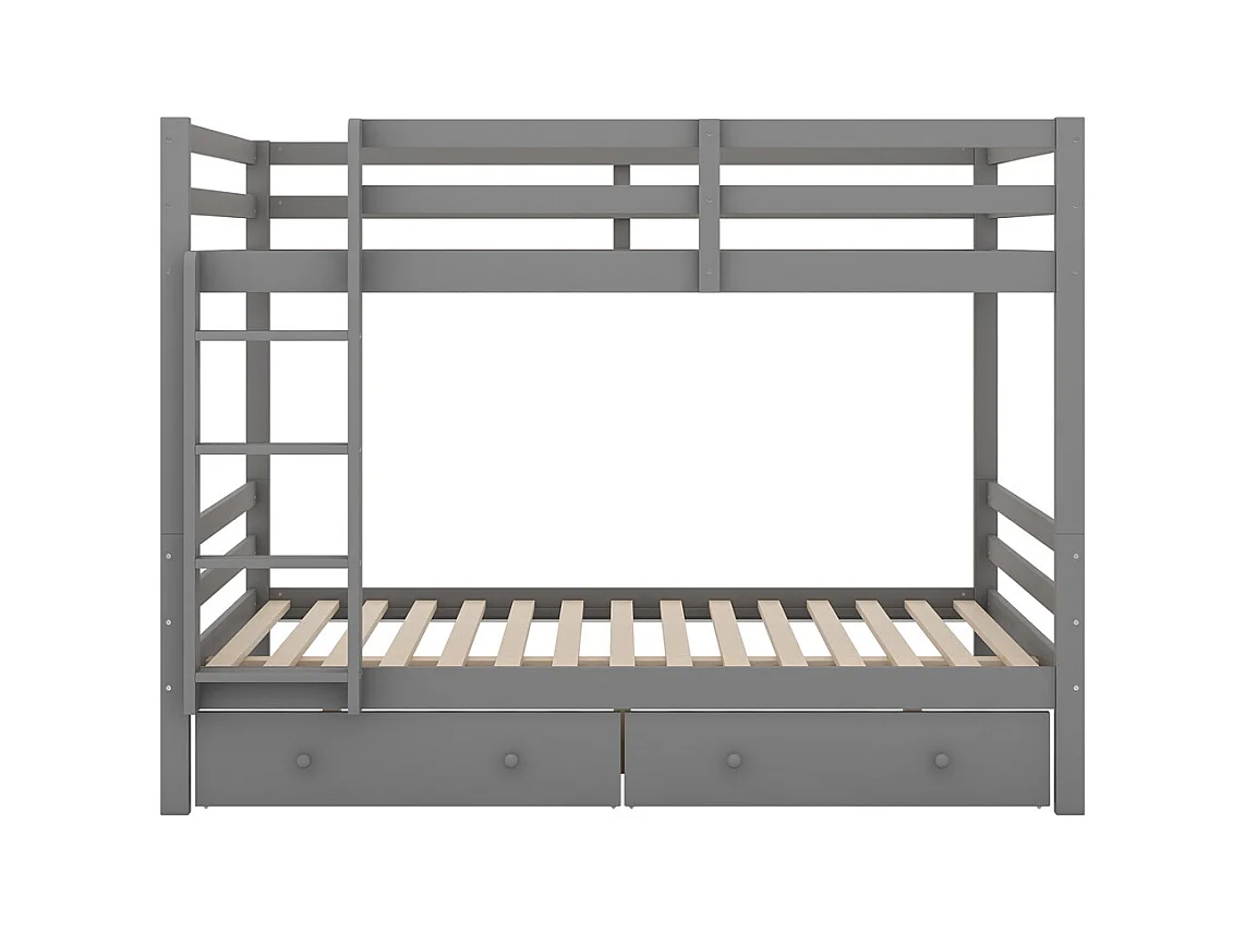 Lit jeune lit 140x200 cm lit superposé avec tiroirs lit simple pin gris