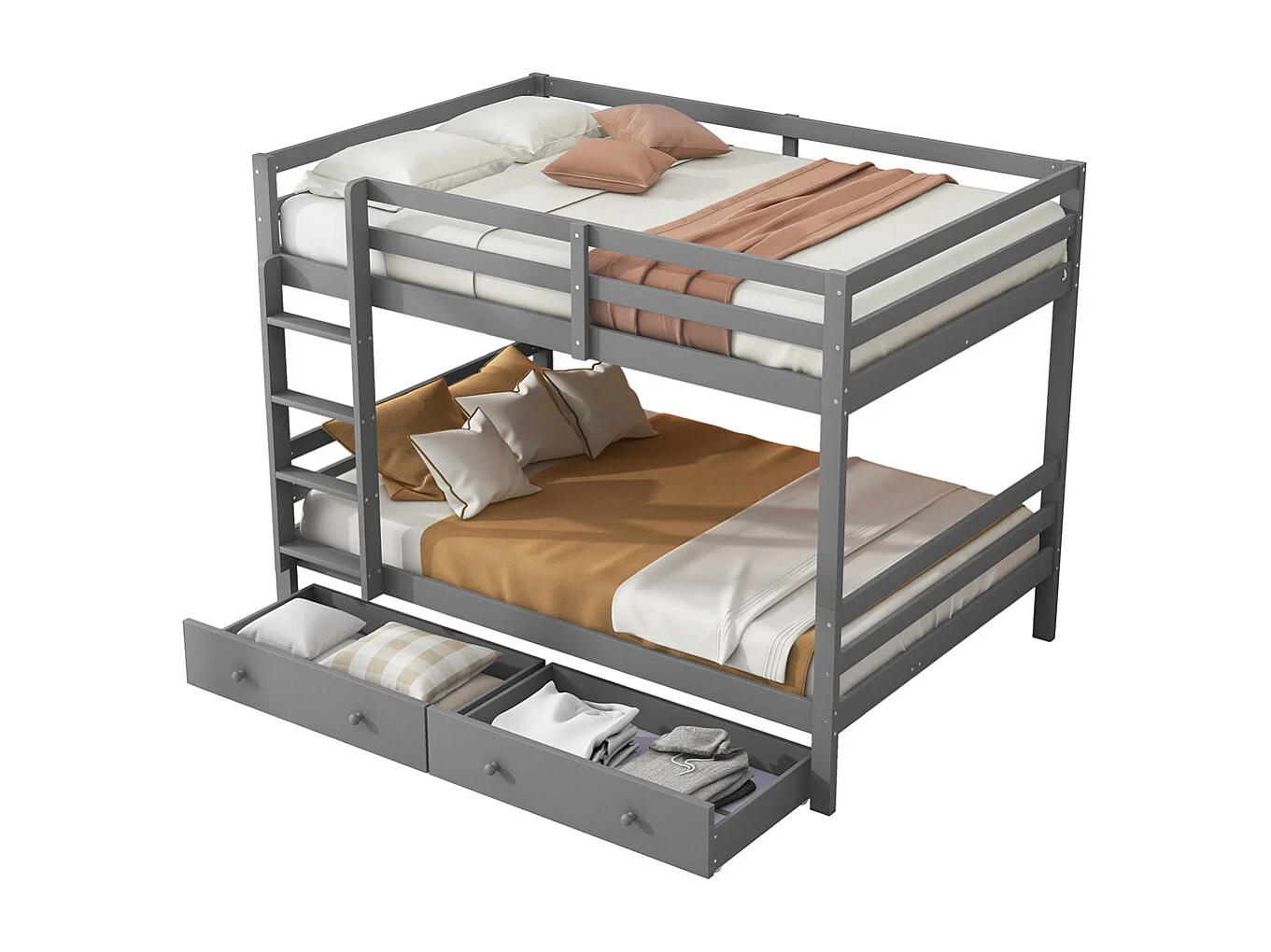 Lit jeune lit 140x200 cm lit superposé avec tiroirs lit simple pin gris