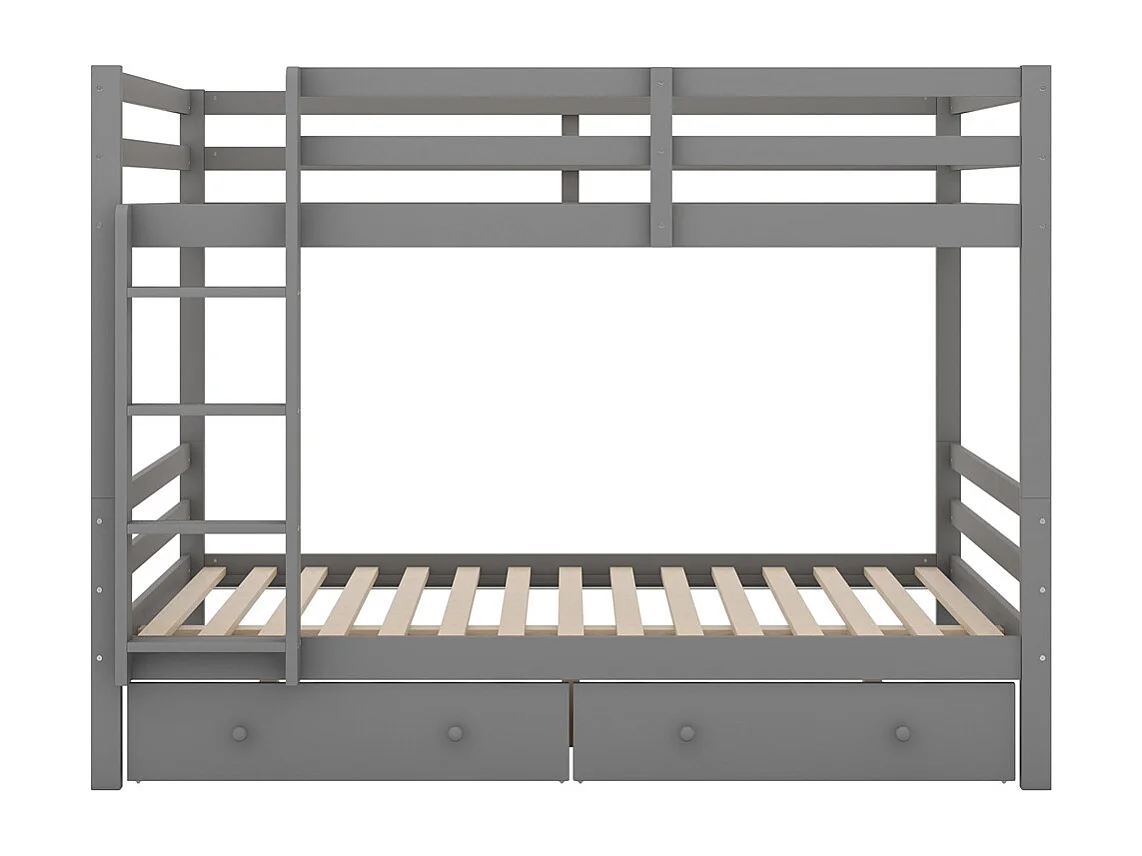 Lit jeune lit 140x200 cm lit superposé avec tiroirs lit simple pin gris