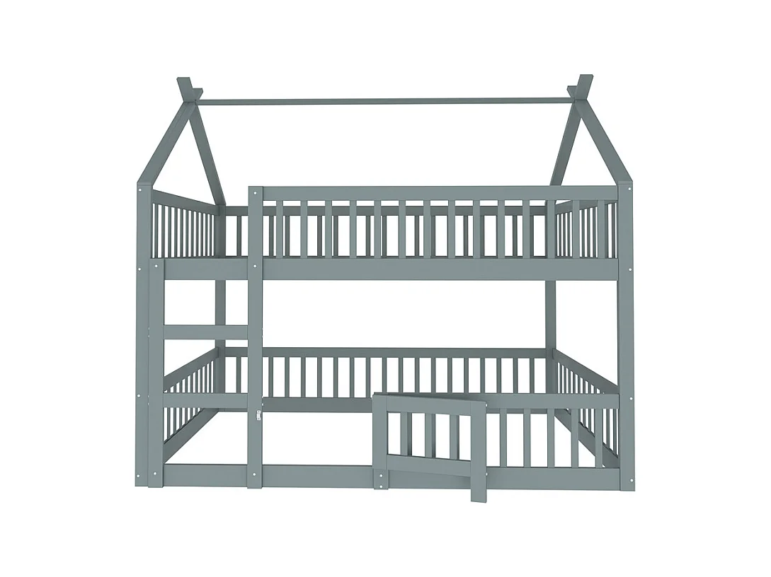 Lit jeune lit 140x200 cm lit superposé avec escalier lit simple bois gris