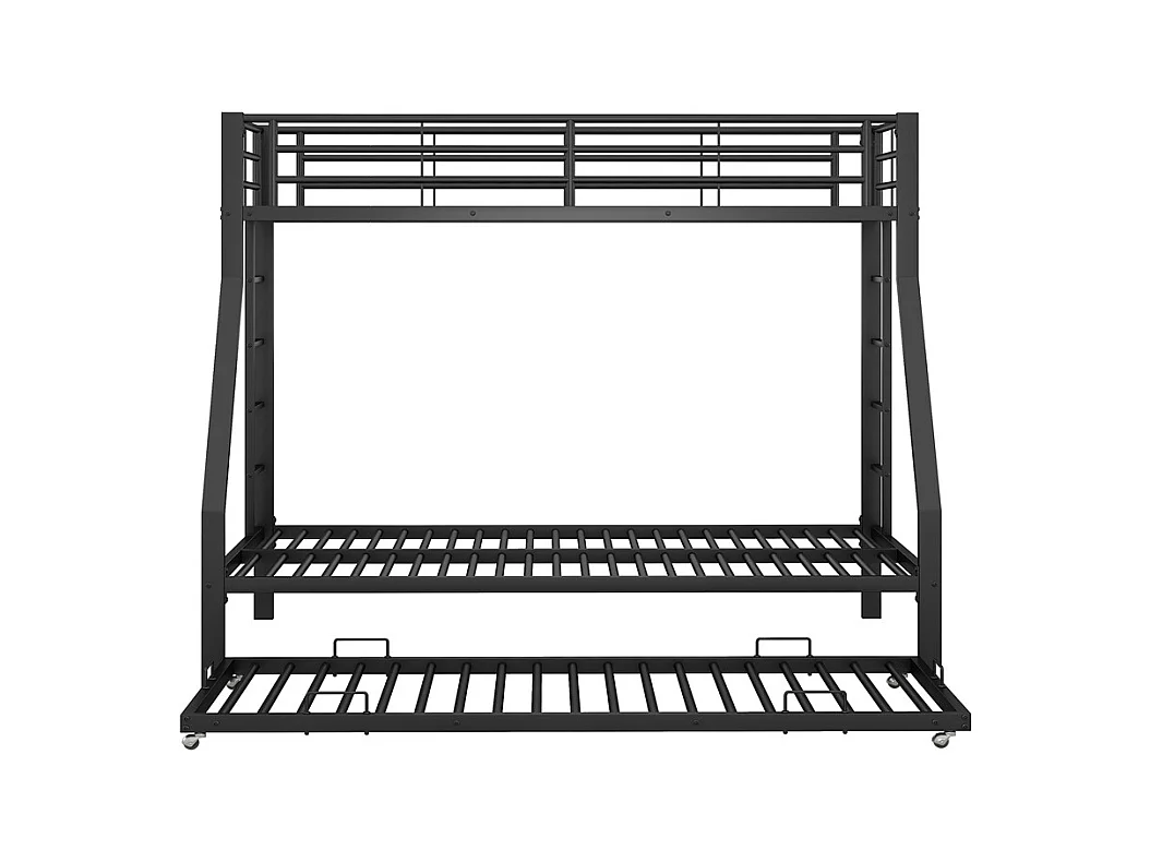 Lit jeune lit 90(140)x200cm lit superposé avec échelle lit double métal noir