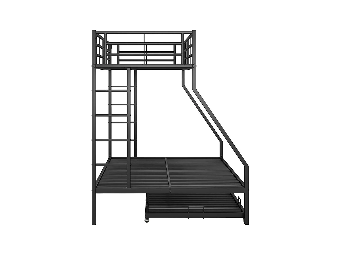 Lit jeune lit 90(140)x200cm lit superposé avec échelle lit double métal noir