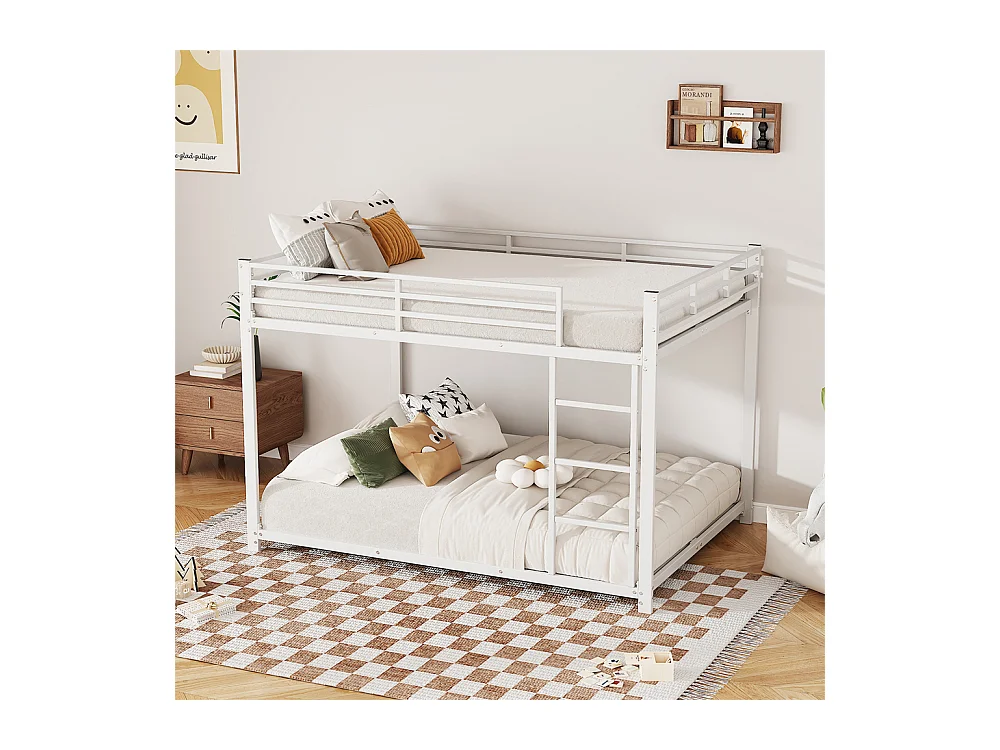 Lit jeune lit 140x200 cm lit en fer lit superposé lit simple métal blanc