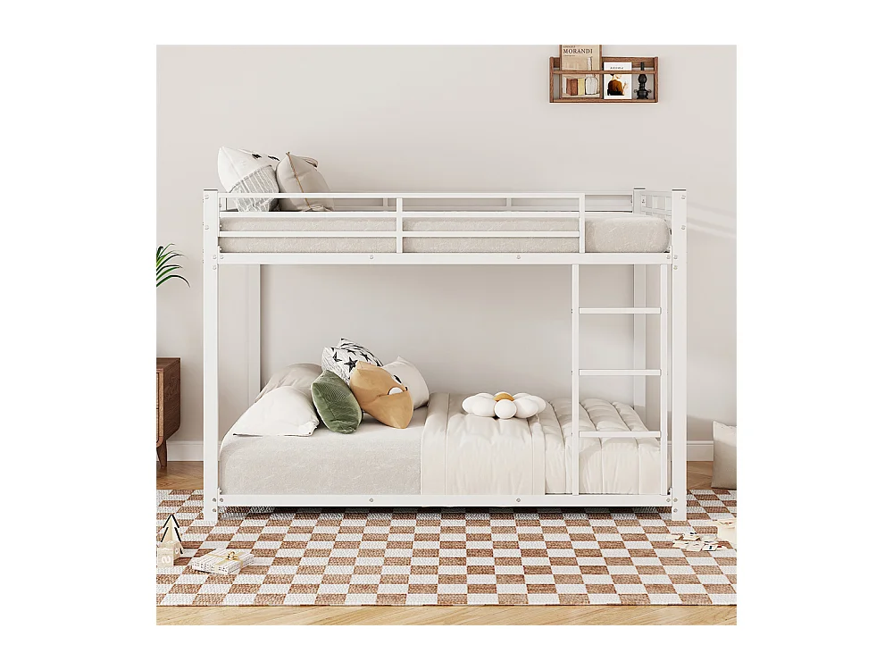 Lit jeune lit 140x200 cm lit en fer lit superposé lit simple métal blanc