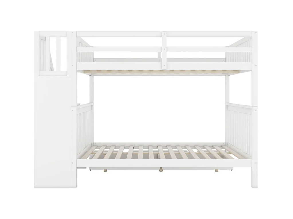 Lit jeune lit 140x200 cm lit superposé lit étagère d'escalier lit deux tiroirs lit simple pin blanc