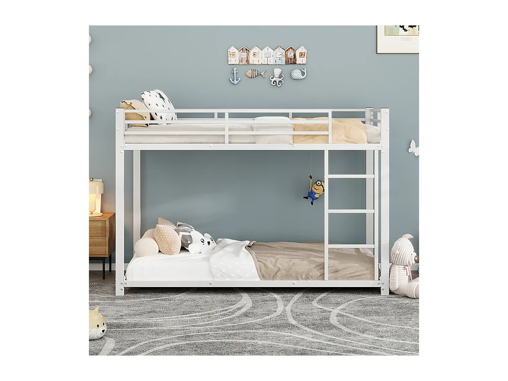 Lit jeune lit 90x200 cm lit en fer lit superposé lit simple métal blanc