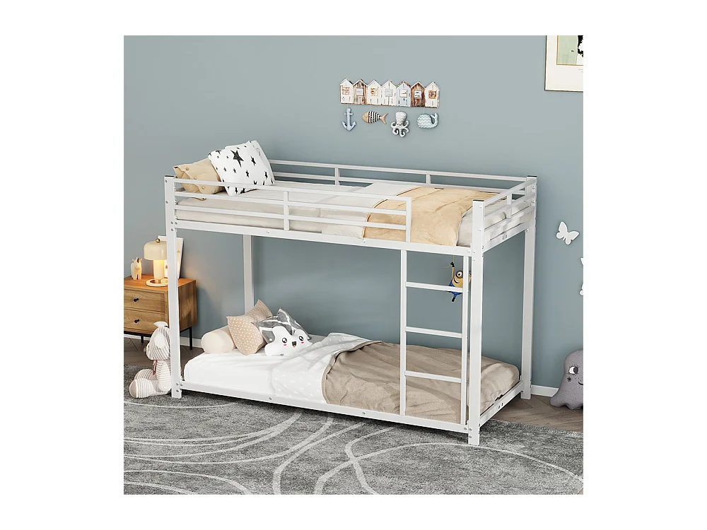 Lit jeune lit 90x200 cm lit en fer lit superposé lit simple métal blanc