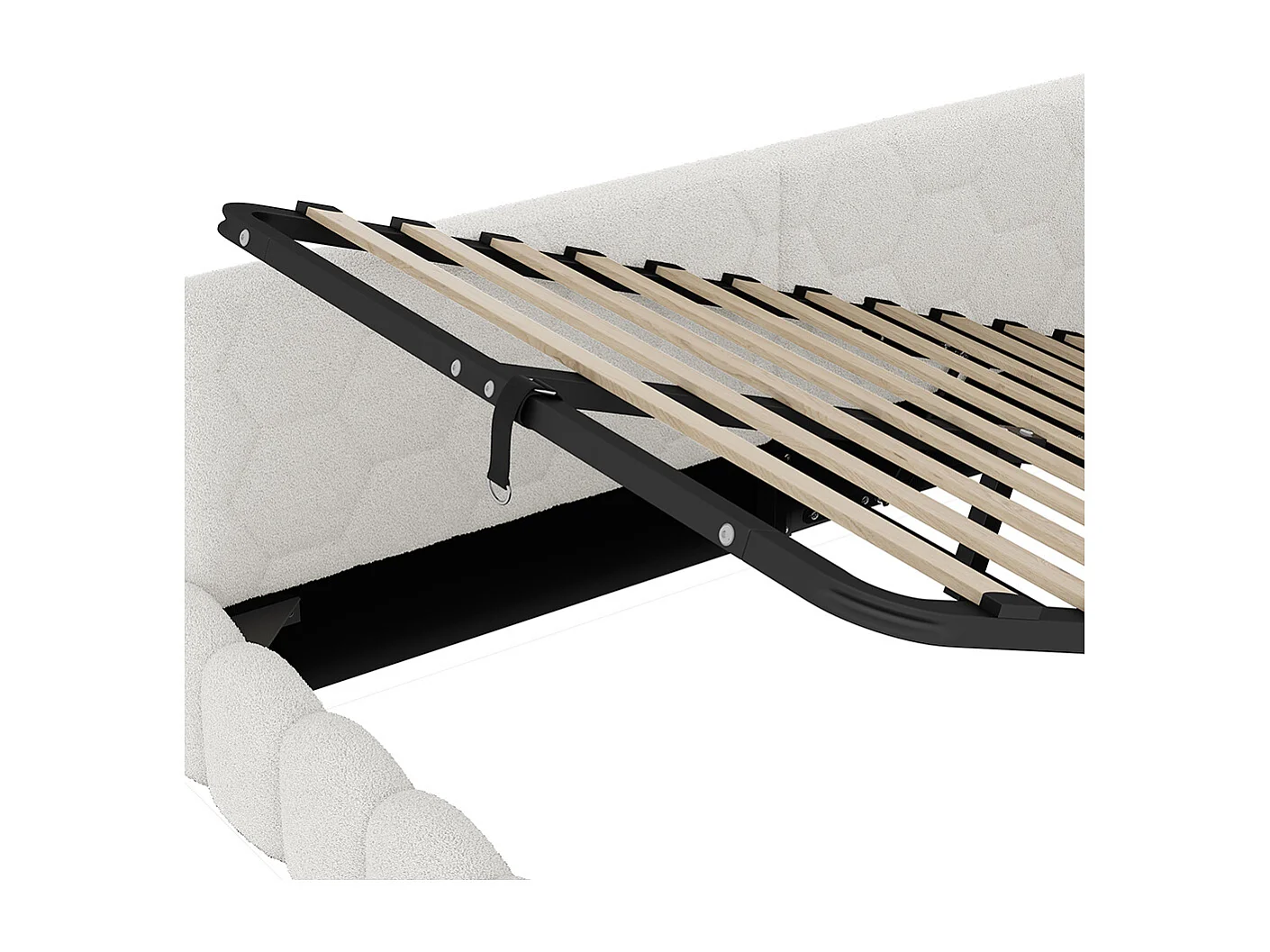 Lit de repos, 90 x 200 cm, canapé-lit, lit avec sommier à lattes, avec barre lumineuse LED, avec mécanisme de levage hydraulique, blanc