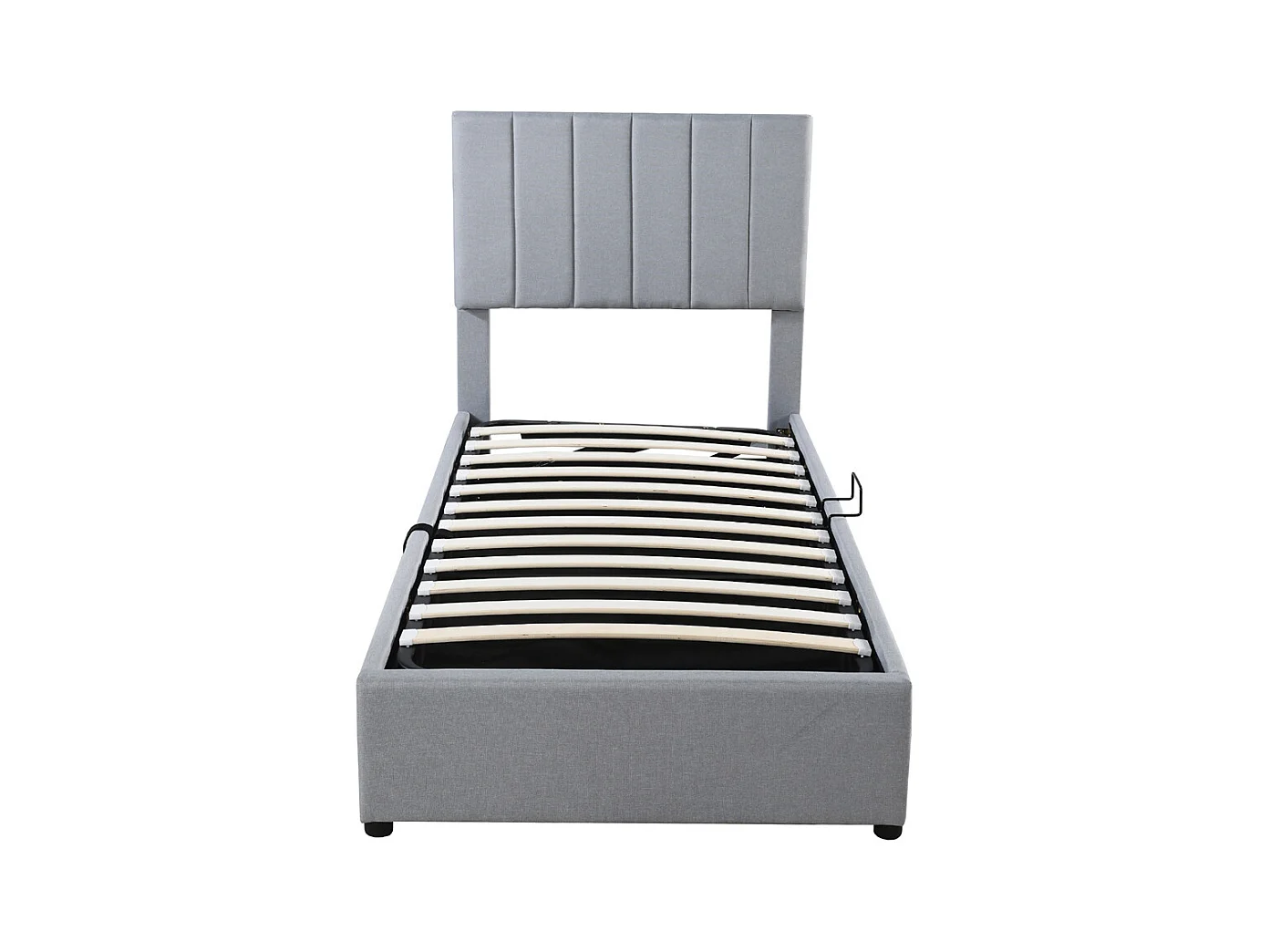 Lit jeune lit 90x200 cm lit de rangement lit rembourré hydraulique lit simple lin gris