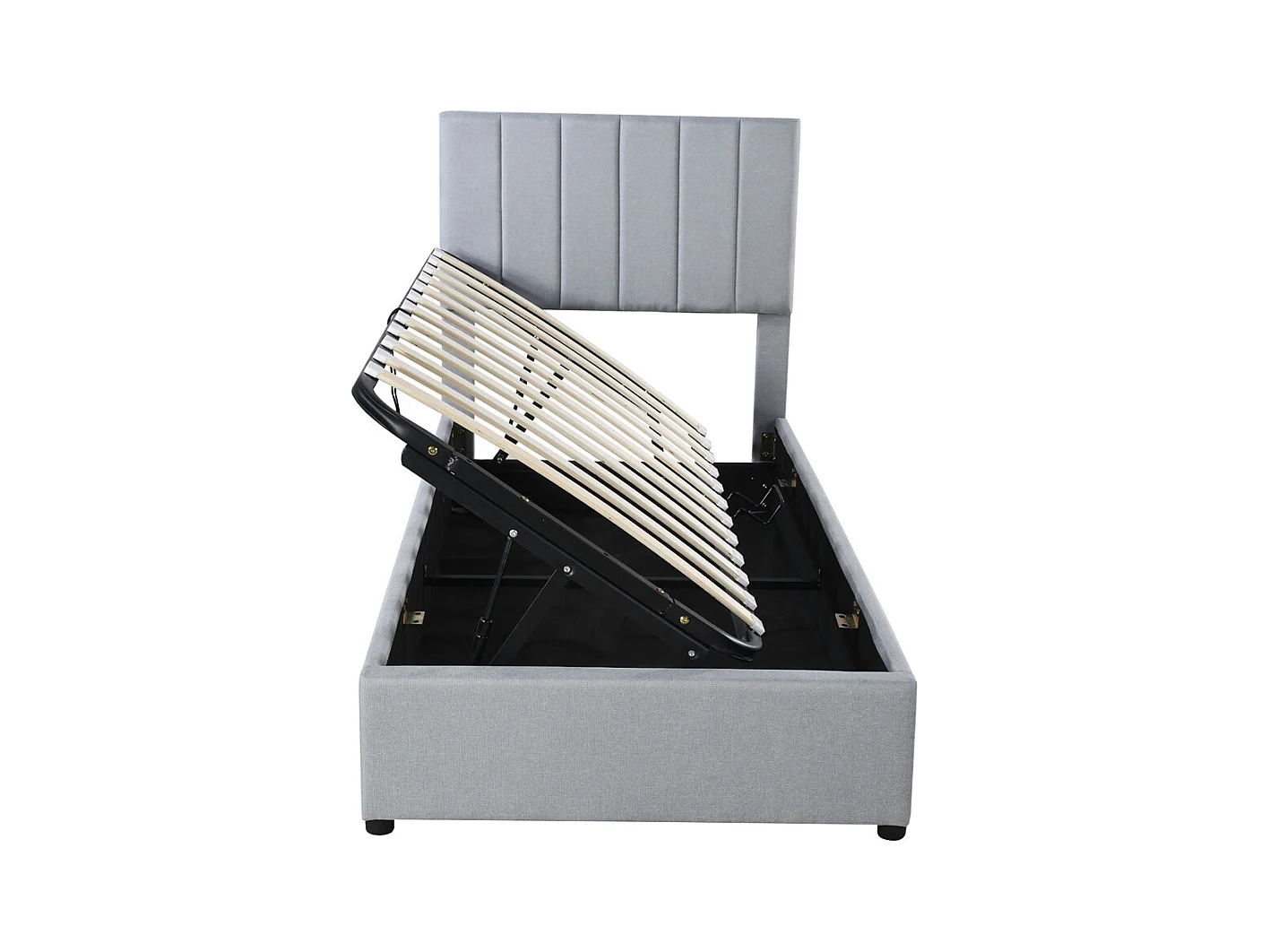 Lit jeune lit 90x200 cm lit de rangement lit rembourré hydraulique lit simple lin gris