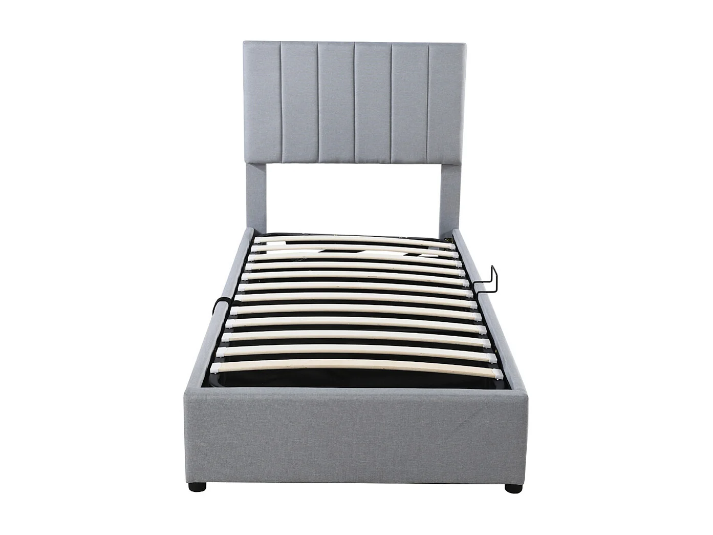 Lit jeune lit 90x200 cm lit de rangement lit rembourré hydraulique lit simple lin gris