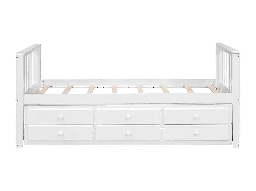 Lit jeune lit 90x200cm(90x190cm) avec trois tiroirs lit simple pin blanc