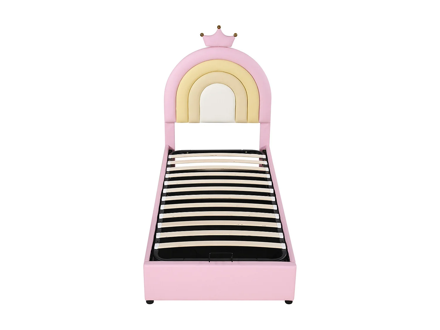 Lit jeune lit 90x200 cm lit rembourré hydraulique lit simple avec sommier à lattes pu rose