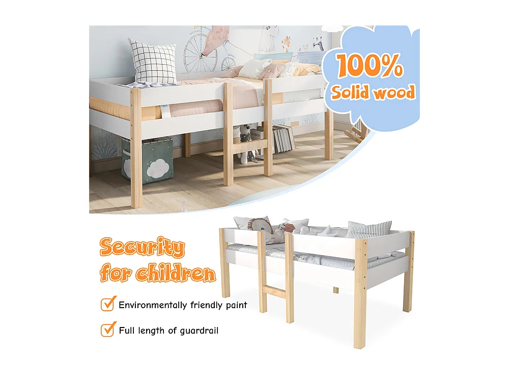 Lit jeune lit 90x190 cm lit 2 tiroirs lit enfant à lattes en bois lit protection contre les chutes lit simple bois massif blanc