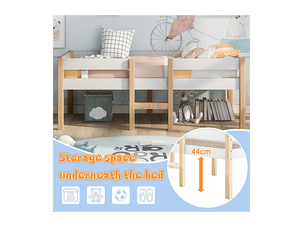 Lit jeune lit 90x190 cm lit 2 tiroirs lit enfant à lattes en bois lit protection contre les chutes lit simple bois massif blanc