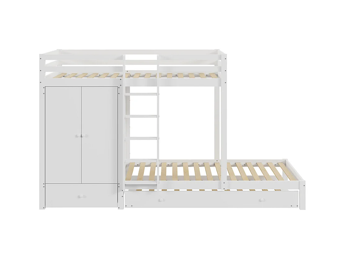 Lit jeune lit 90x200 cm lit superposé lit double pin blanc