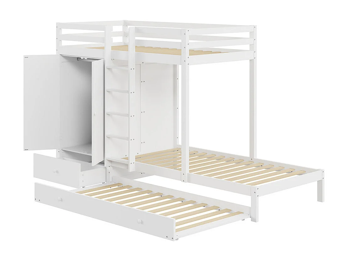 Lit jeune lit 90x200 cm lit superposé lit double pin blanc